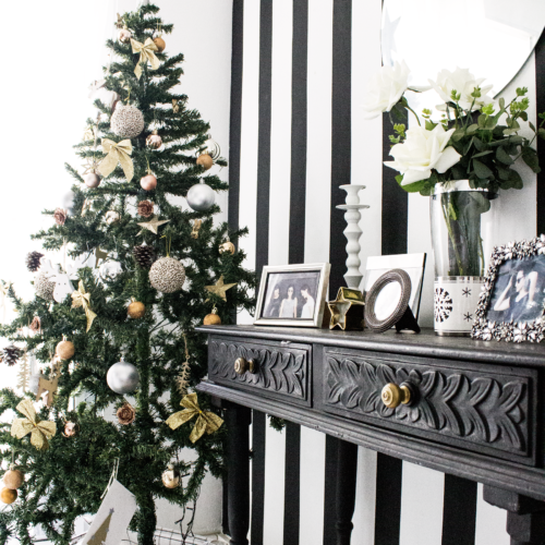 decoração de natal preta e branca